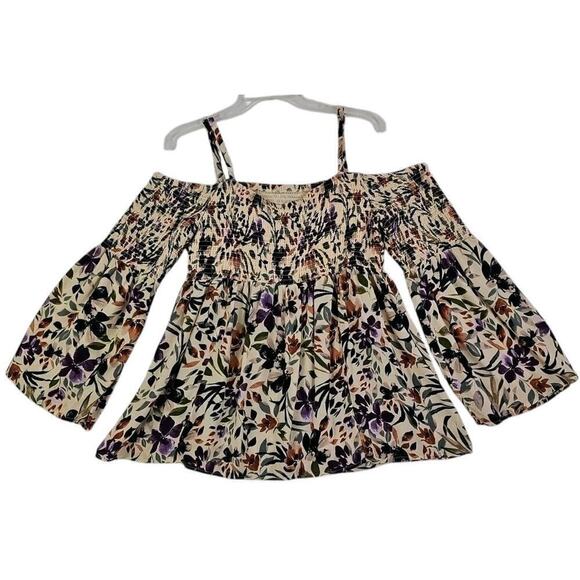 Torrid ~Woman Size 1(1x)~ Multicolor Off-Shoulder Long Sleeve Shirt Top Colorful - Picture 12 of 14